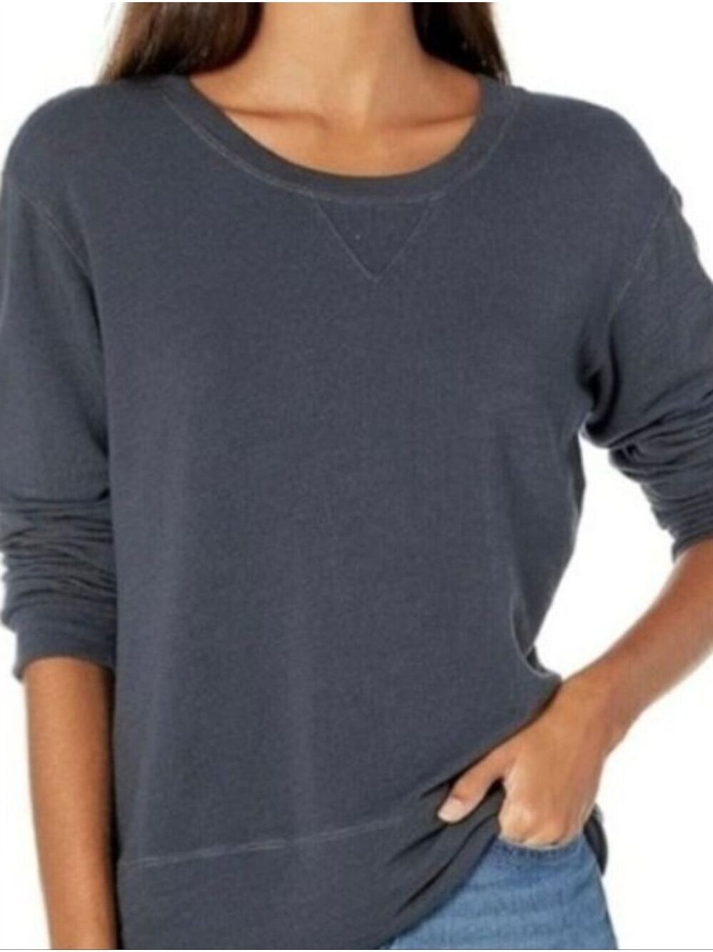Monrow Classic Smoky Charcoal Gray Crew Neck Sweatshirt Size Small